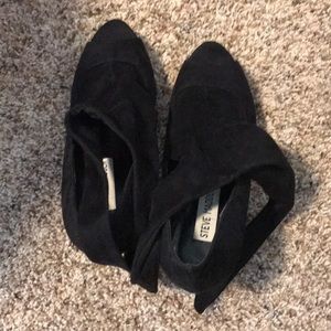 Steve Madden black suede tie stiletto